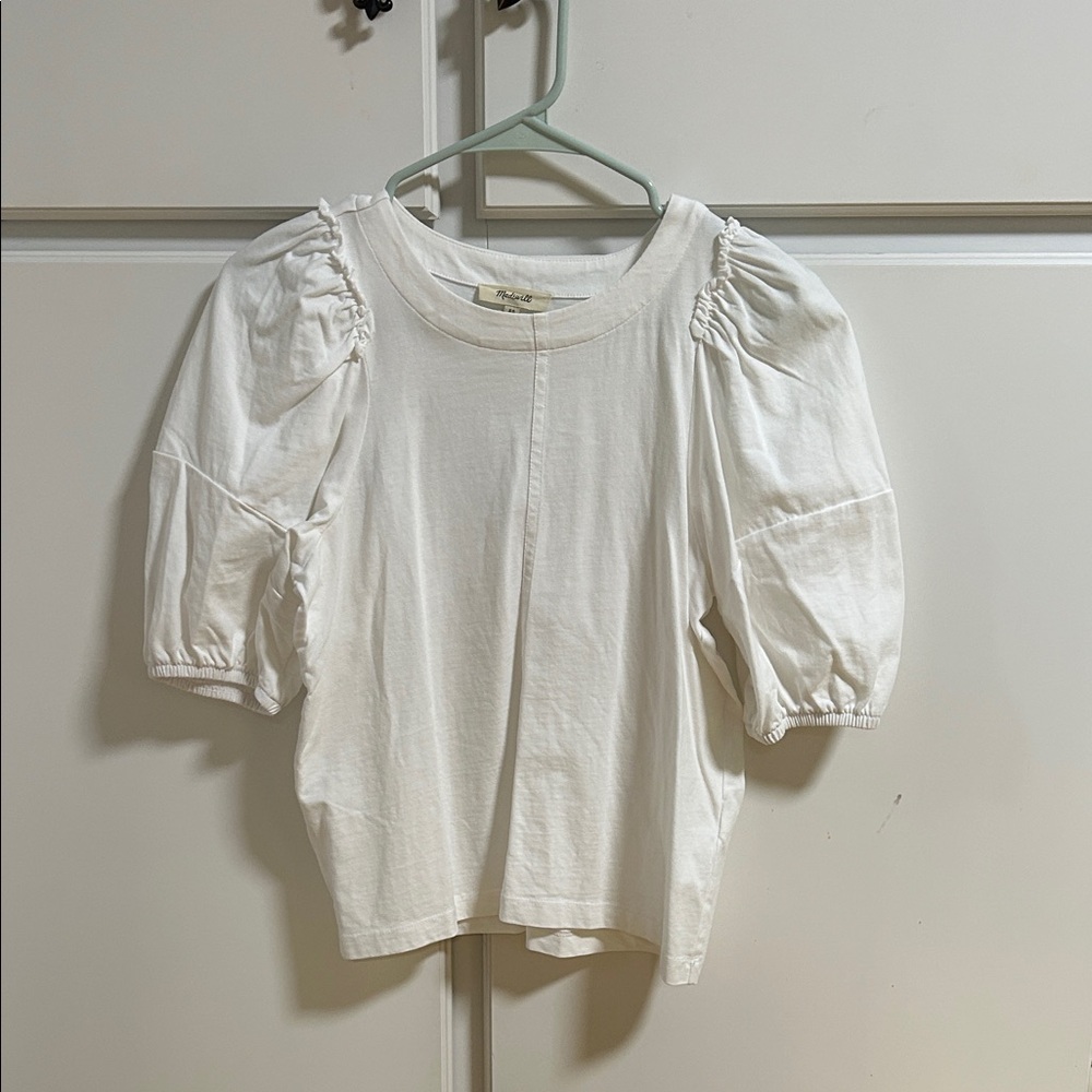 Madewell White Cotton Puff Sleeve Shirt XS